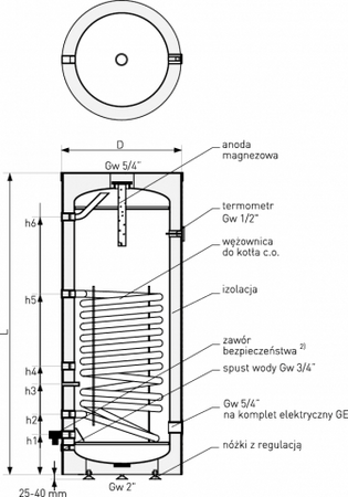 Galmet wymiennik z wężownicą spiralną 100l SGW(S) Mini Tower 26-108000