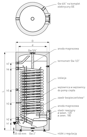 Galmet wymiennik z dużą wężownicą spiralną 300l SGW(S) Maxi 26-308500N